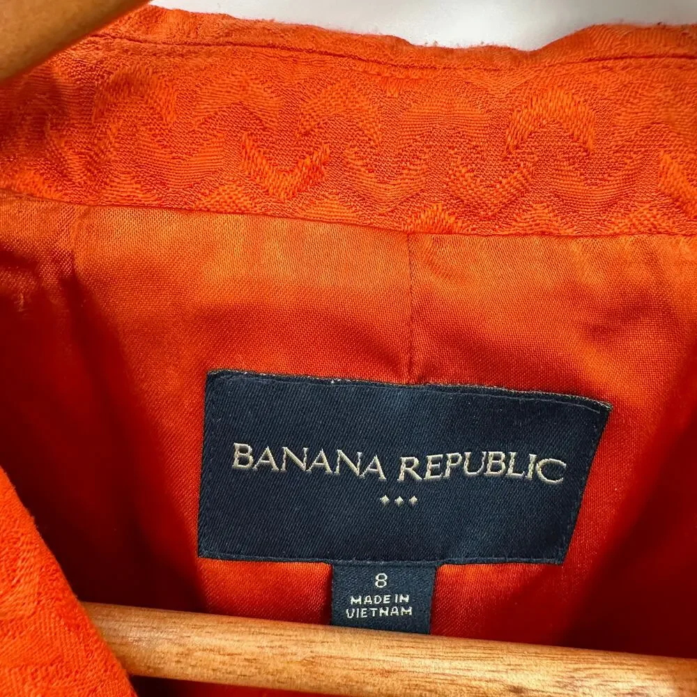 BANANA REPUBLIC Orange Textured Notched Collar Blazer // 8